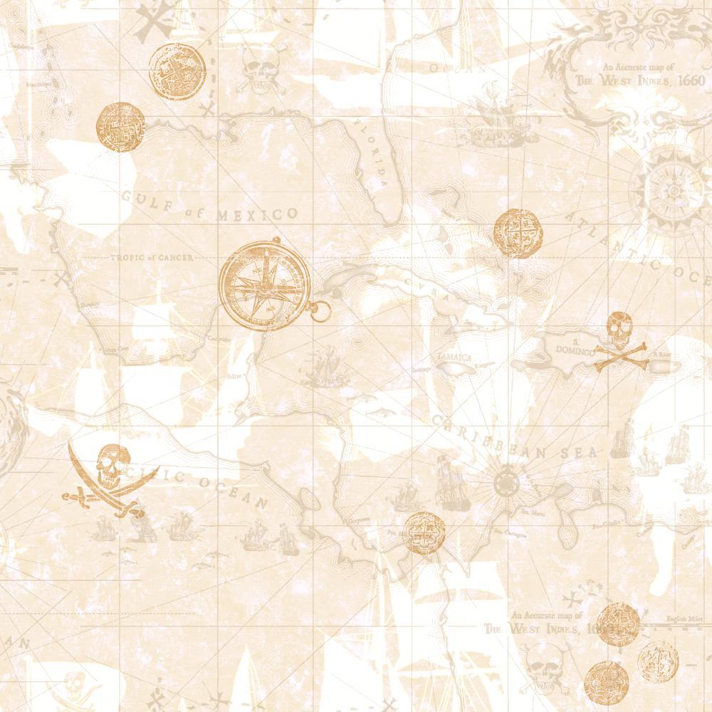 1000x1000 ZB3106 Boys Will Be Boys Pirate Map Wallpaper