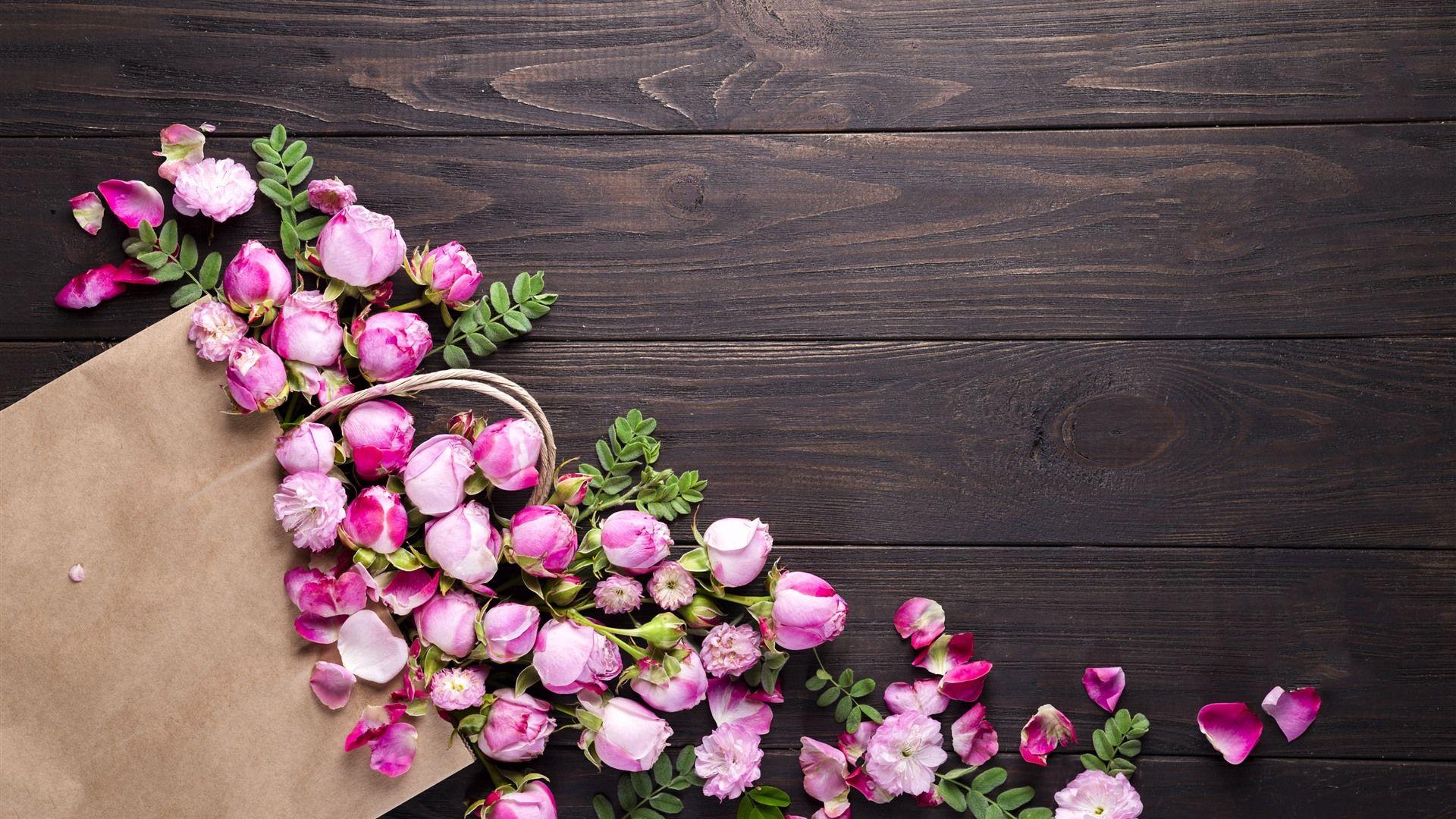 garden flowers over wooden background  Beautiful wallpapers Backdrops  Phone wallpaper