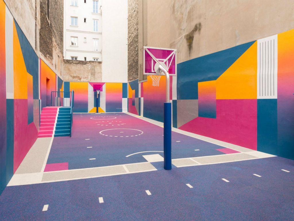 1024x768 Colorful Paris Basketball Court Refreshed With Bold Hues By ILL Studio