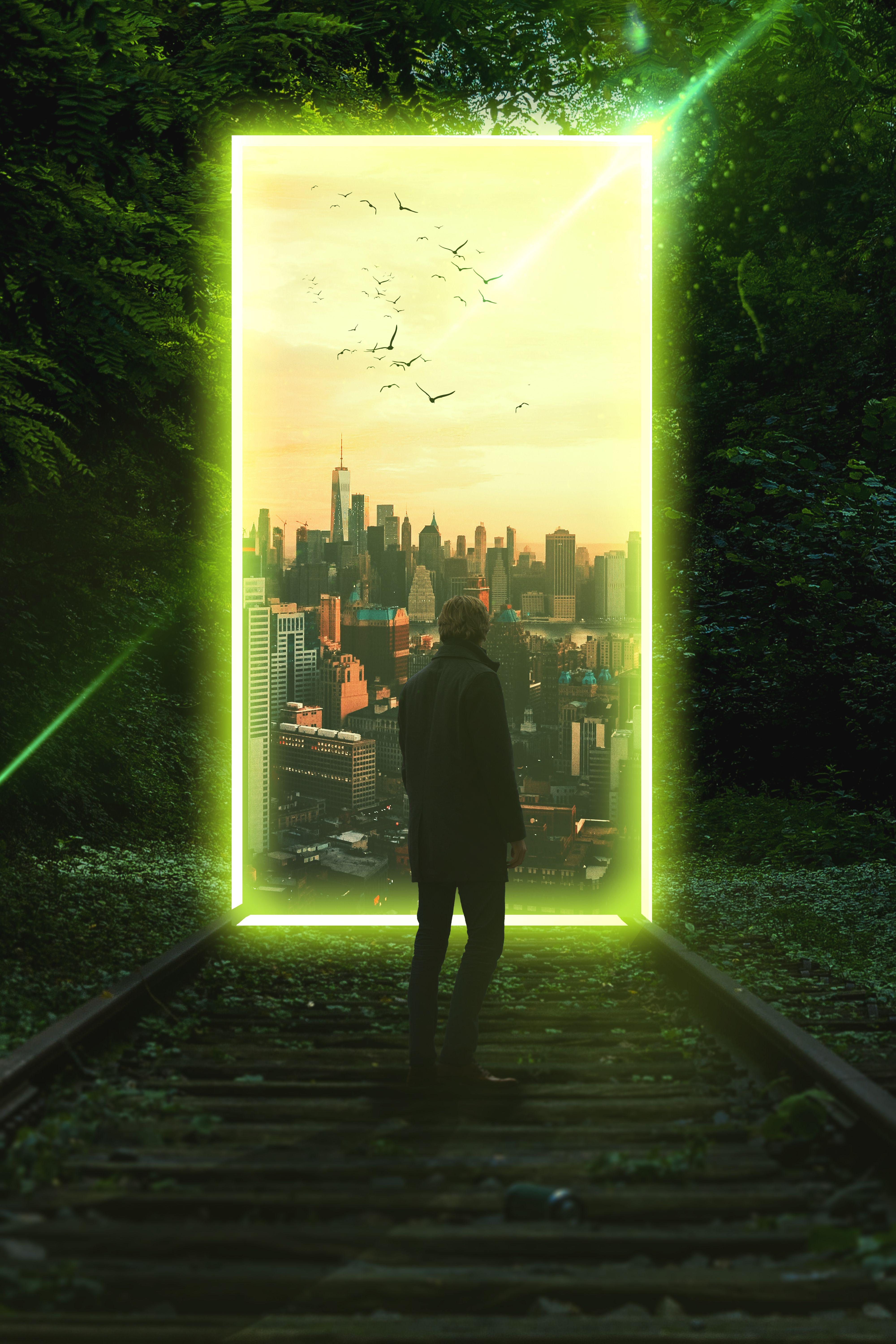 4000x6000 People Forest City Portal Imagination Wallpaper:4000x6000
