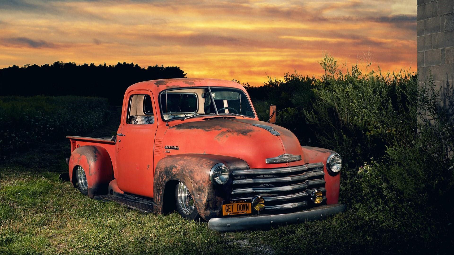 1920x1080 Old Red Truck Wallpaper