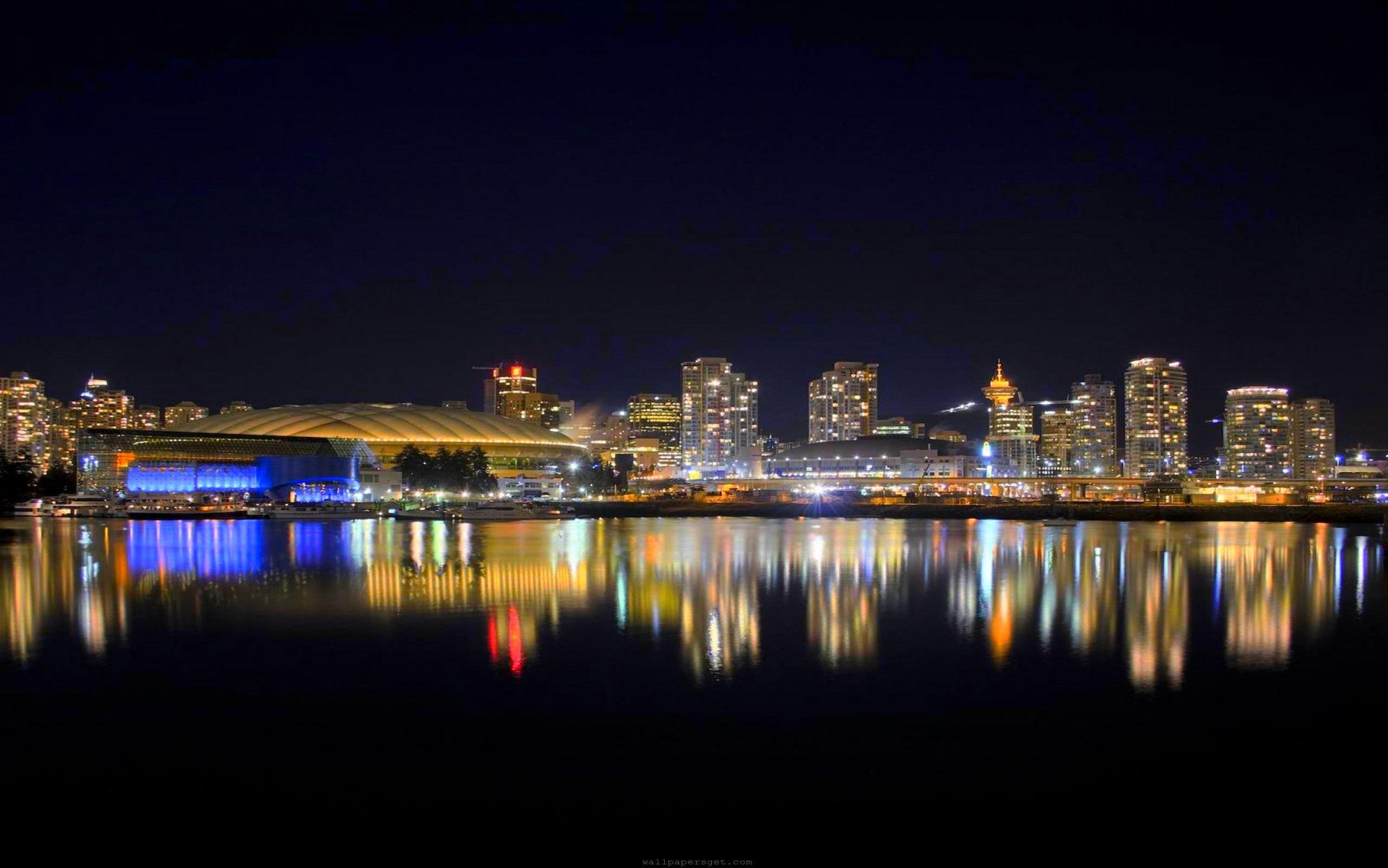 2560x1600 Skyscrapers: VANCOUVER NIGHT LIGHTS Cityscape British Columbia