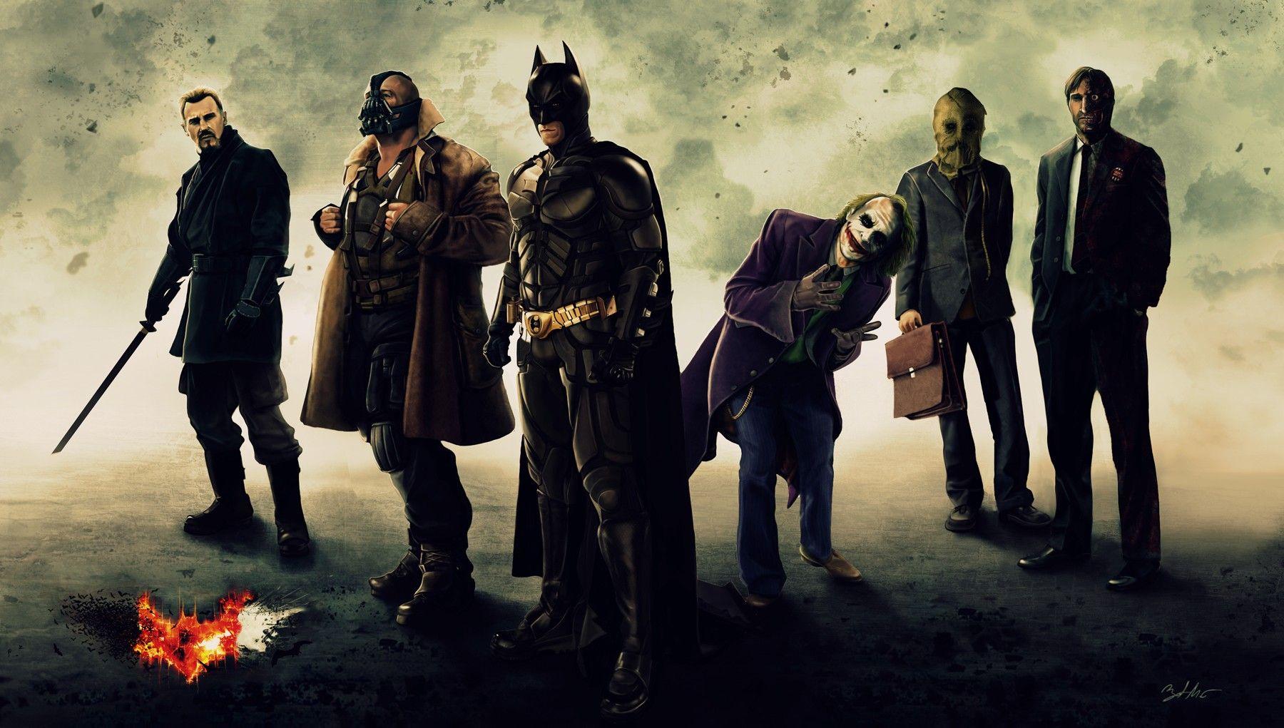 1800x1021 Batman, DC Comics, The Joker, Batman Begins, Two Face, Bane, Batman The Dark Knight, Batman The Dark Knight Rises, Fan Art, Harvey Dent, Villians Wallpaper