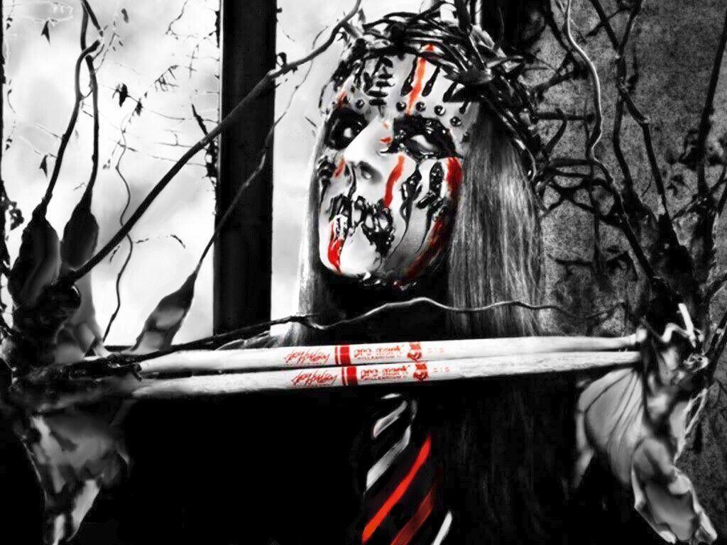 1024x768 Slipknot drawing (Joey Jordison), Avion Black