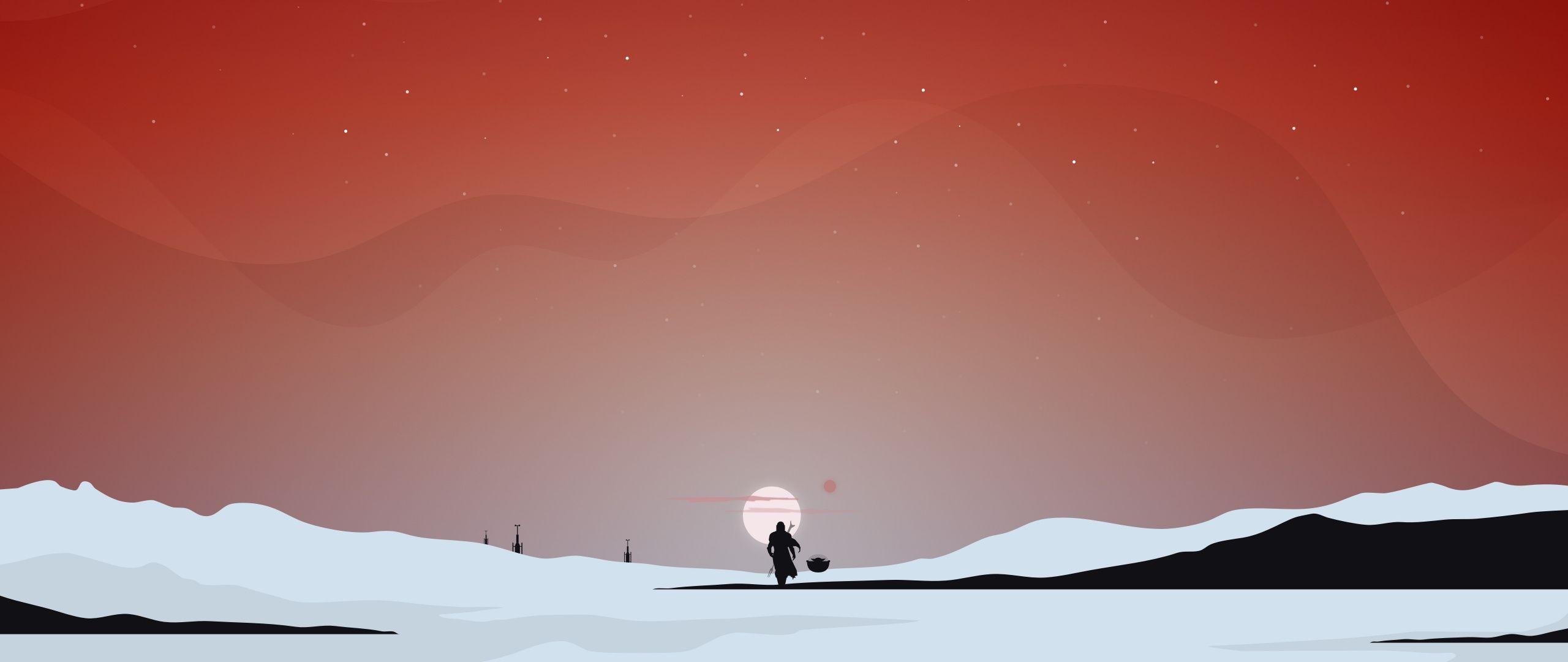 2560x1080 Download Minimal, Star Wars, The Mandalorian, silhouette wallpaper, 2560x Dual Wide, Widescreen