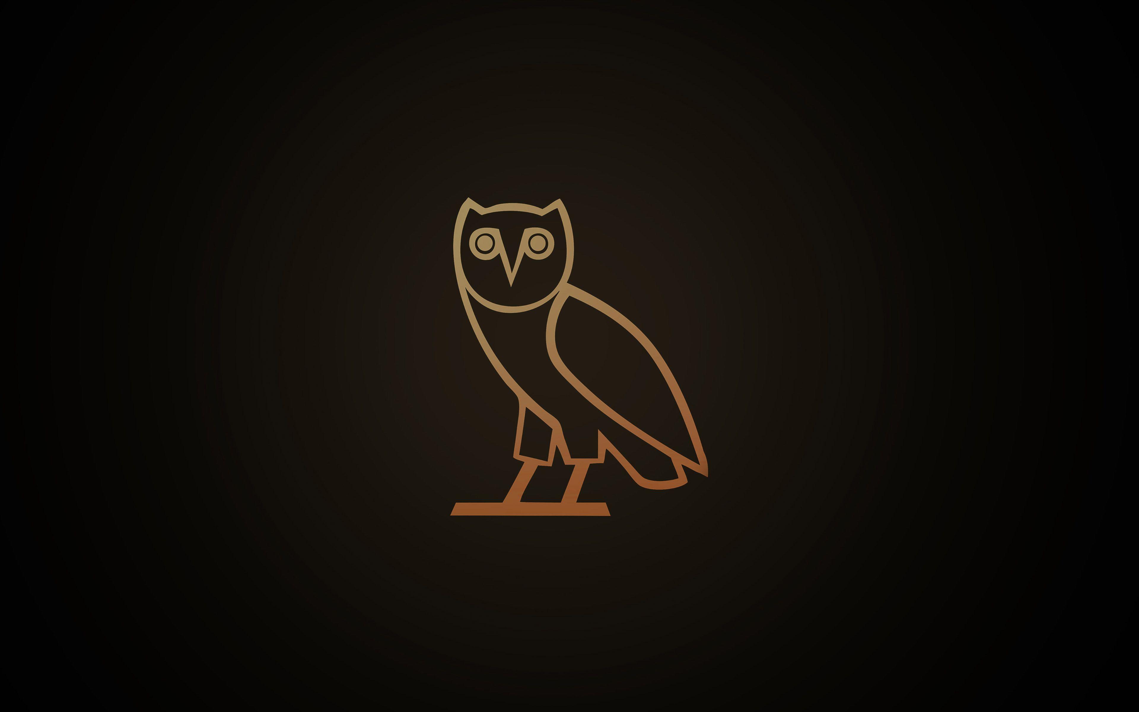 3840x2400 Wallpaper Ovo Owl Logo Dark Minimal