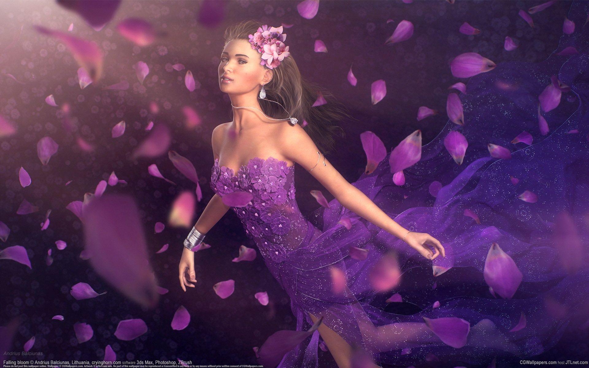 1920x1200 Fantasy Girl Purple Petals 640x1136 IPhone 5 5S 5C SE Wallpaper, Background, Picture, Image