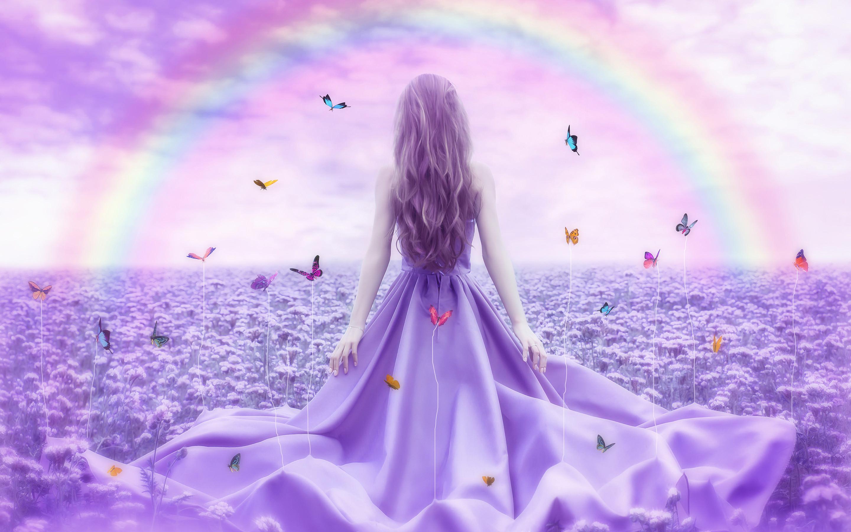 2880x1800 Girl And Butterfly Wallpaper
