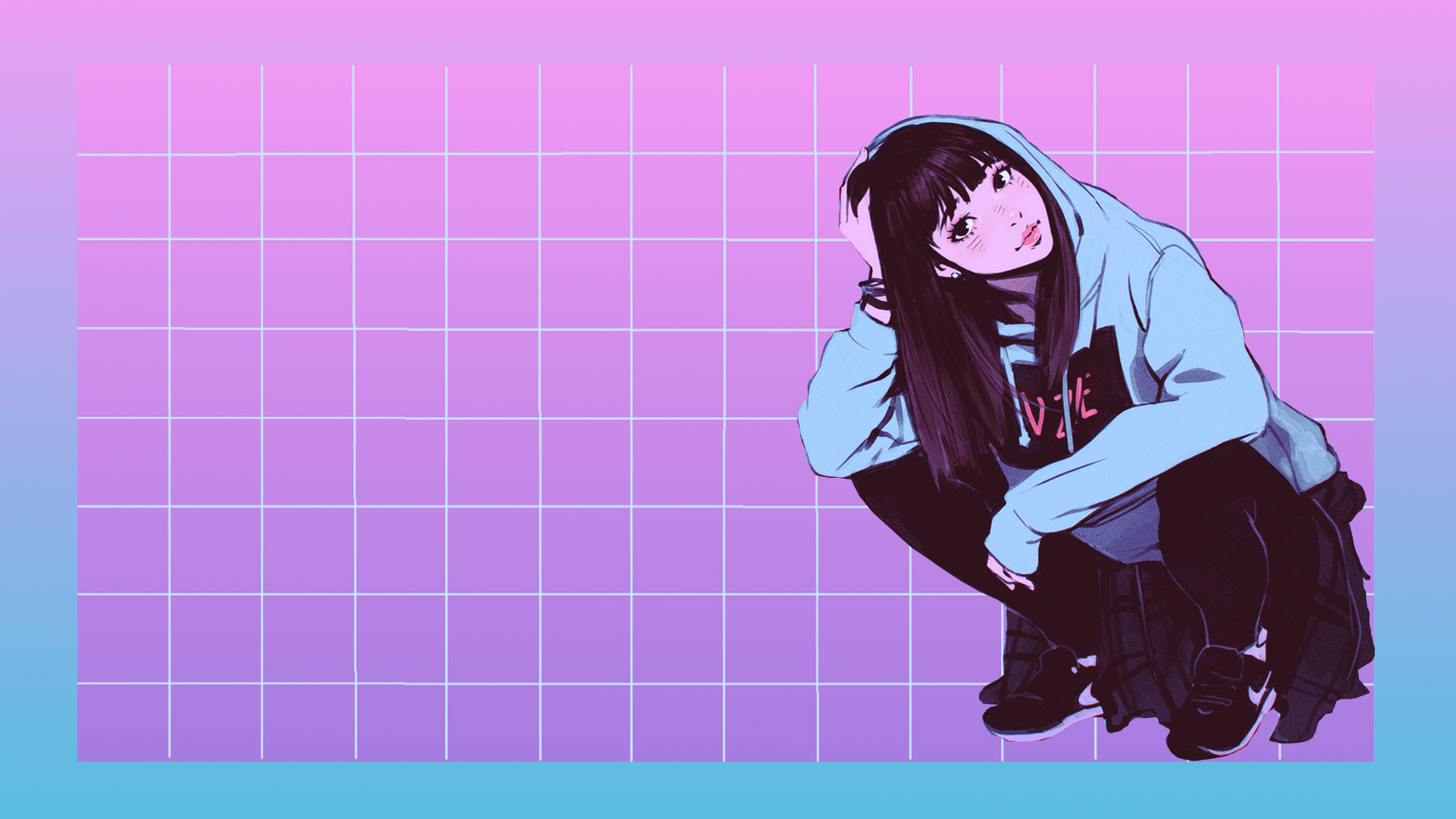 1920x1080 Anime Girl Purple Aesthetic Wallpaper