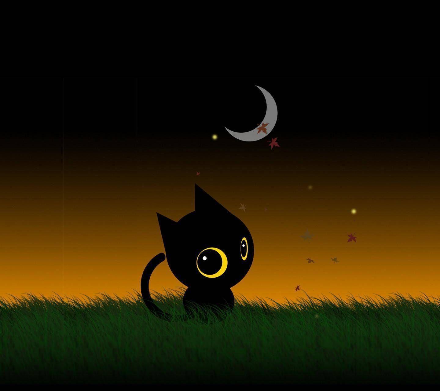 Cute Black Cat Cartoon Wallpapers - Top Free Cute Black Cat Cartoon Backgrounds - WallpaperAccess