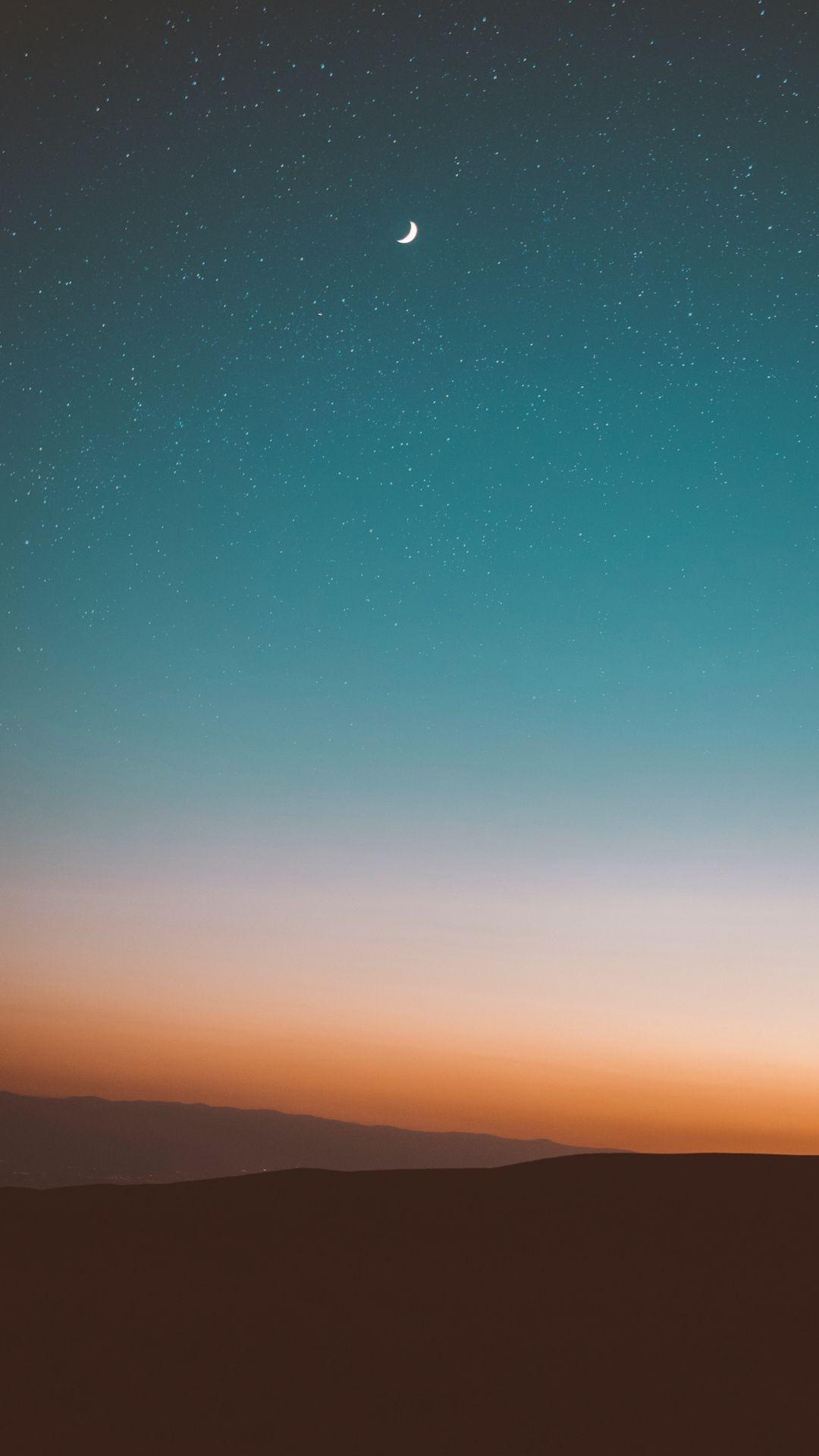 1080x1920 Moon Sky Stars Mountains Wallpaper - [1080x1920]