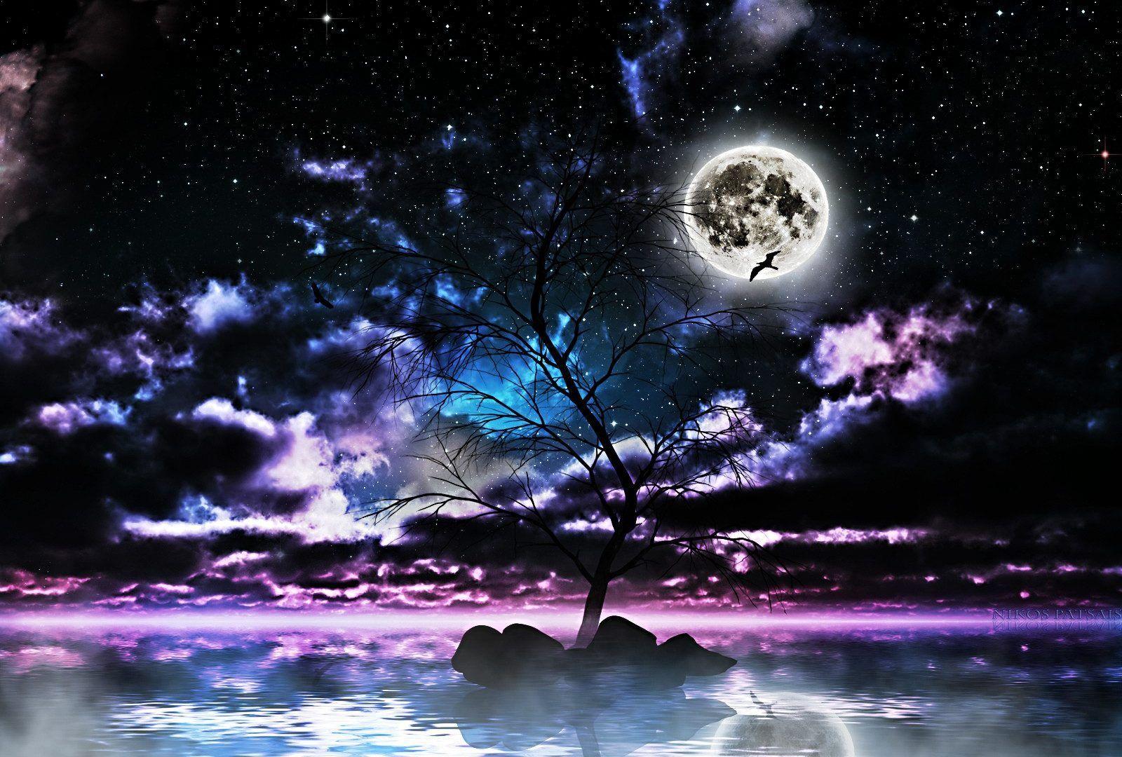 1600x1080 Night Ocean Wallpaper