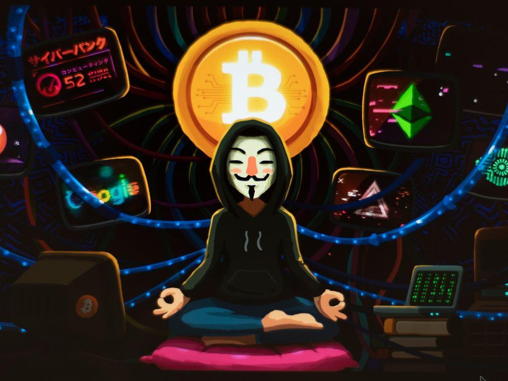 1024x768 Wallpaper meditation, art, anonymous, hacker, bitcoin desktop wallpaper, HD image, picture, background, 64c863