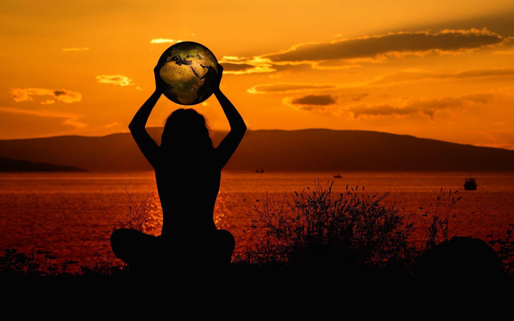 1680x1050 Download wallpaper 1680x1050 meditation, silhouette, earth, harmony, solitude widescreen 16:10 HD background