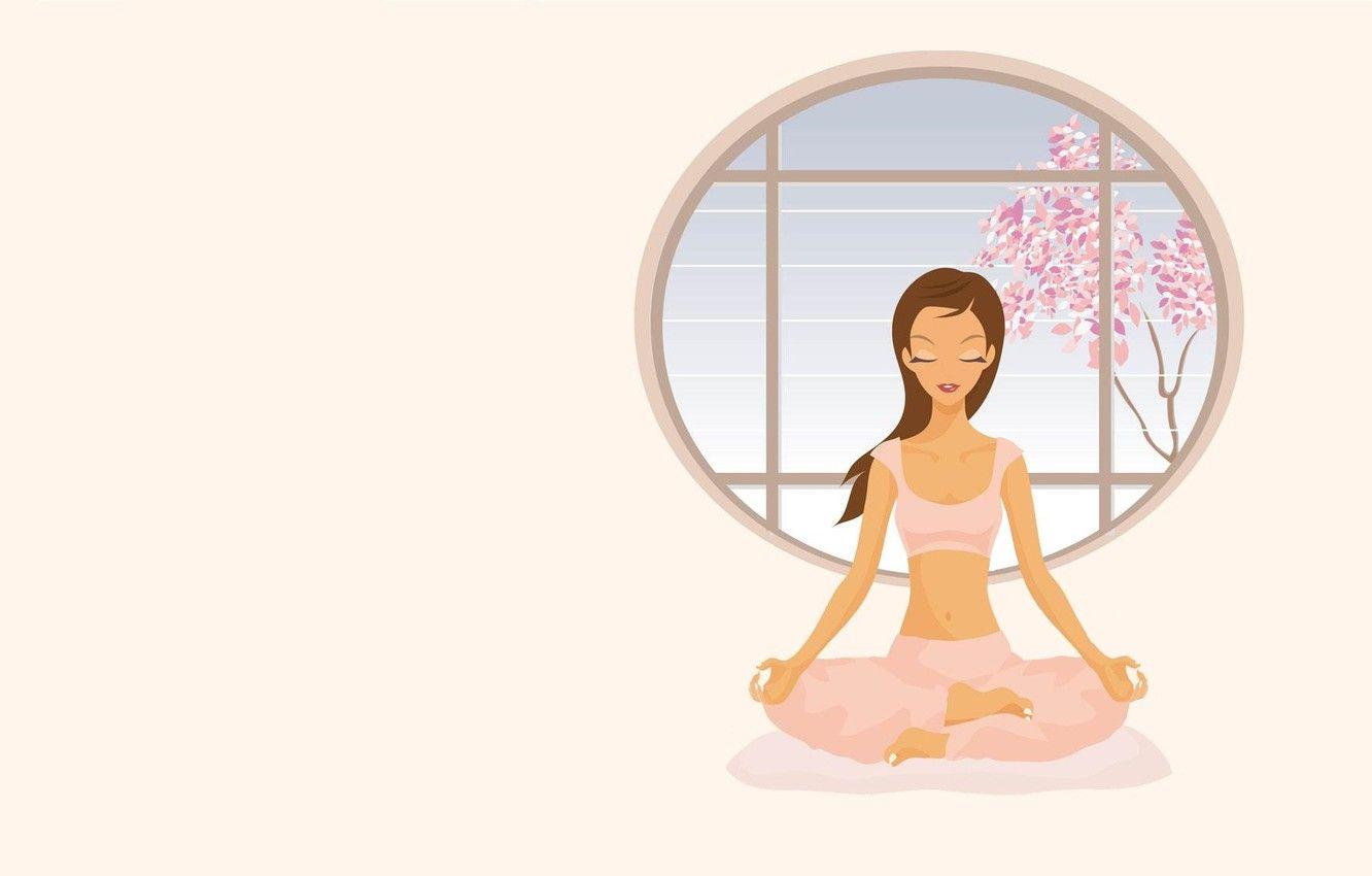 1332x850 Wallpaper girl, vector, art, yoga, asana, Meditation image for desktop, section минимализм