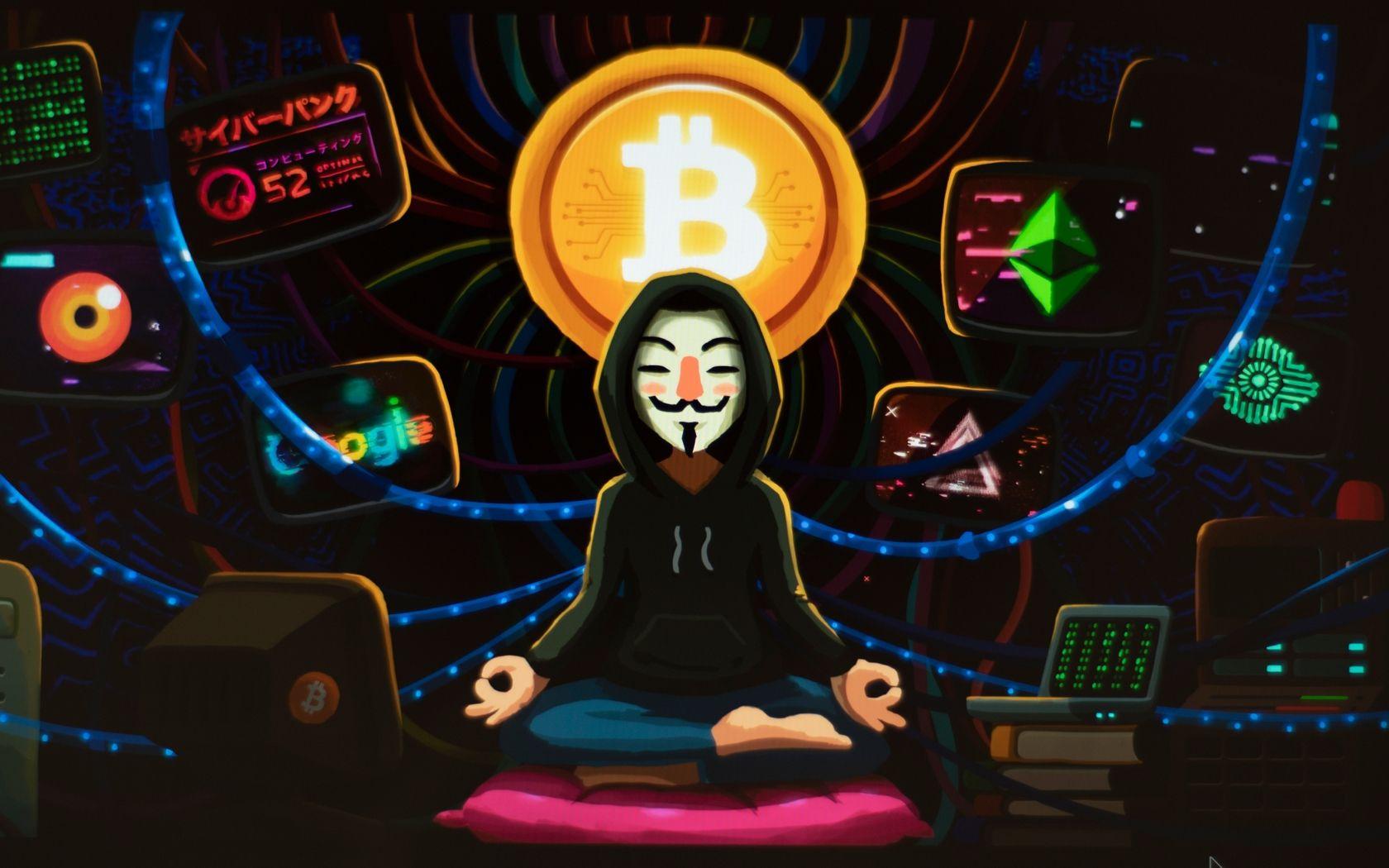1680x1050 Download 1680x1050 wallpaper meditation, art, anonymous, hacker, bitcoin, widescreen 16: widescreen, 1680x1050 HD image, background, 21755
