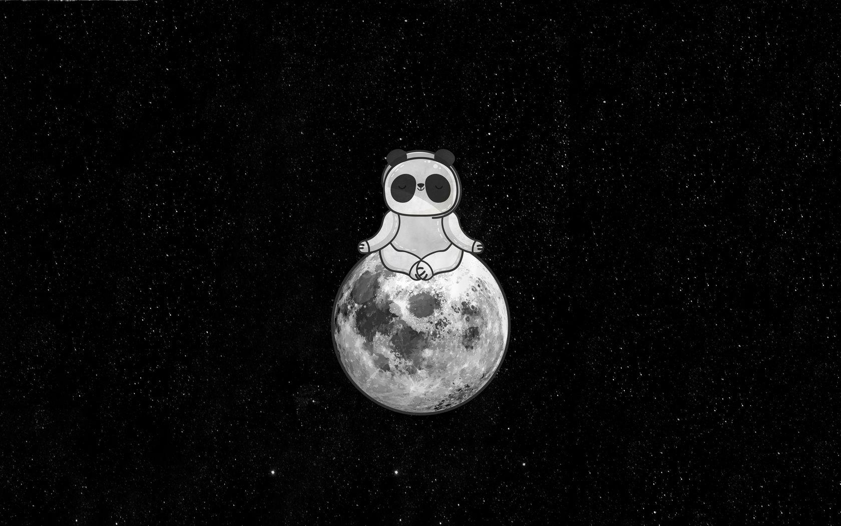 1680x1050 Panda Character Meditating On Moon 4k 1680x1050 Resolution HD 4k Wallpaper, Image, Background, Photo and Picture