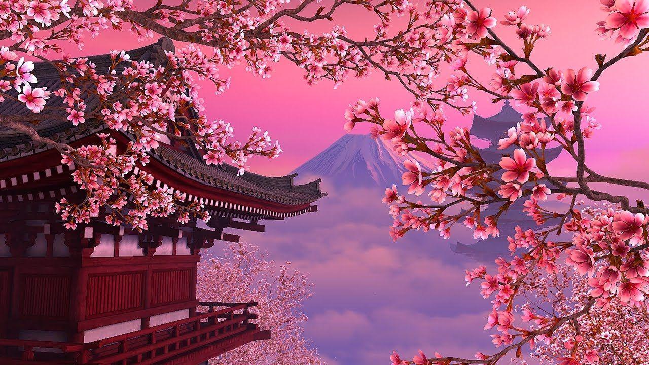 1280x720 Anime Sakura Trees HD Wallpaper