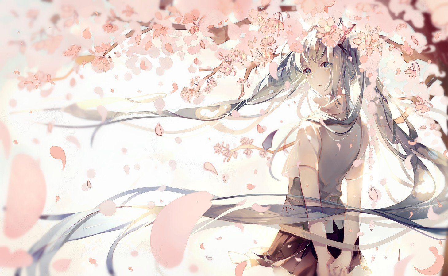 1460x900 Hatsune Miku, Vocaloid, Cherry blossom Wallpaper HD / Desktop and Mobile Background
