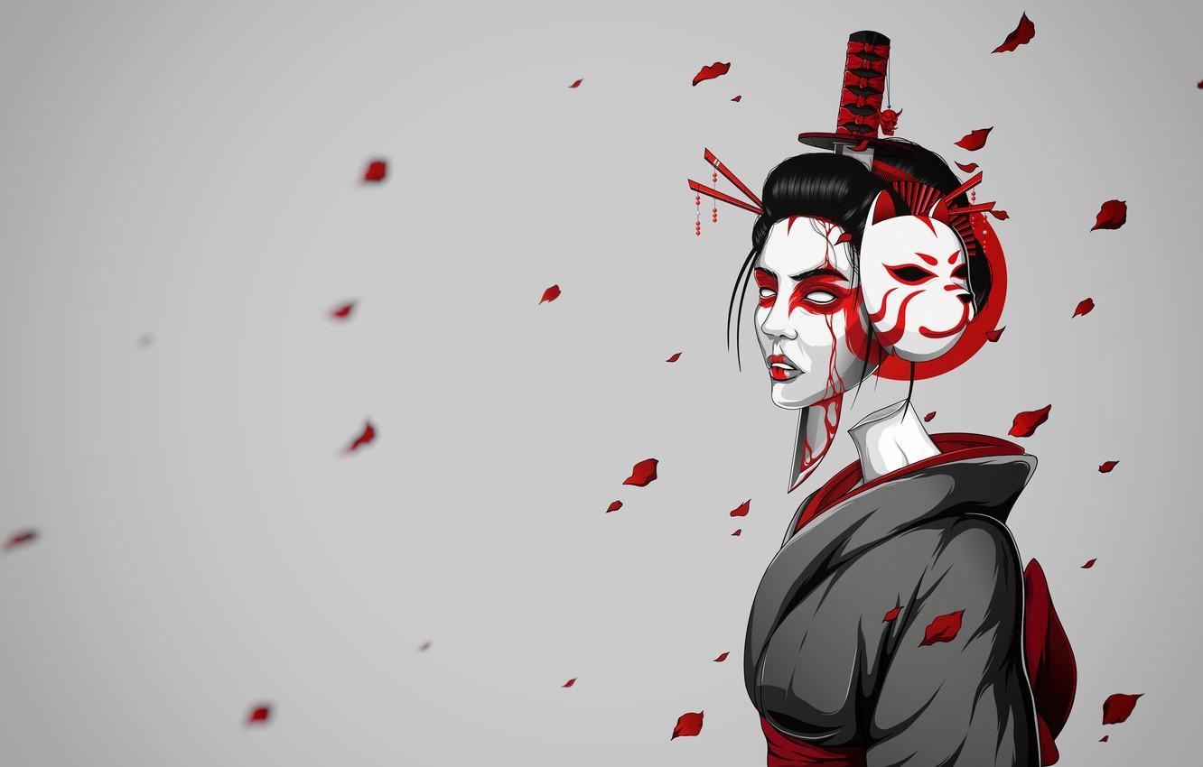 1332x850 Japanese Girl Art Wallpaper