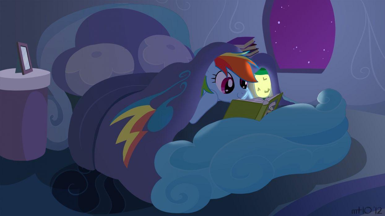 1244x700 Night reading ponies Rainbow Dash empty My Little Pony: Friendship is Magic wallpaperx1080