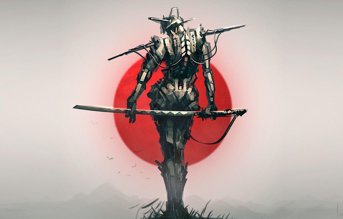 1332x850 Red Japanese Samurai