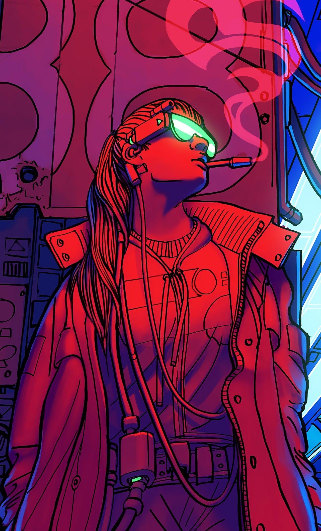 1280x2120 Cyberpunk Smoking Girl 4k iPhone HD 4k Wallpaper, Image, Background, Photo and Picture