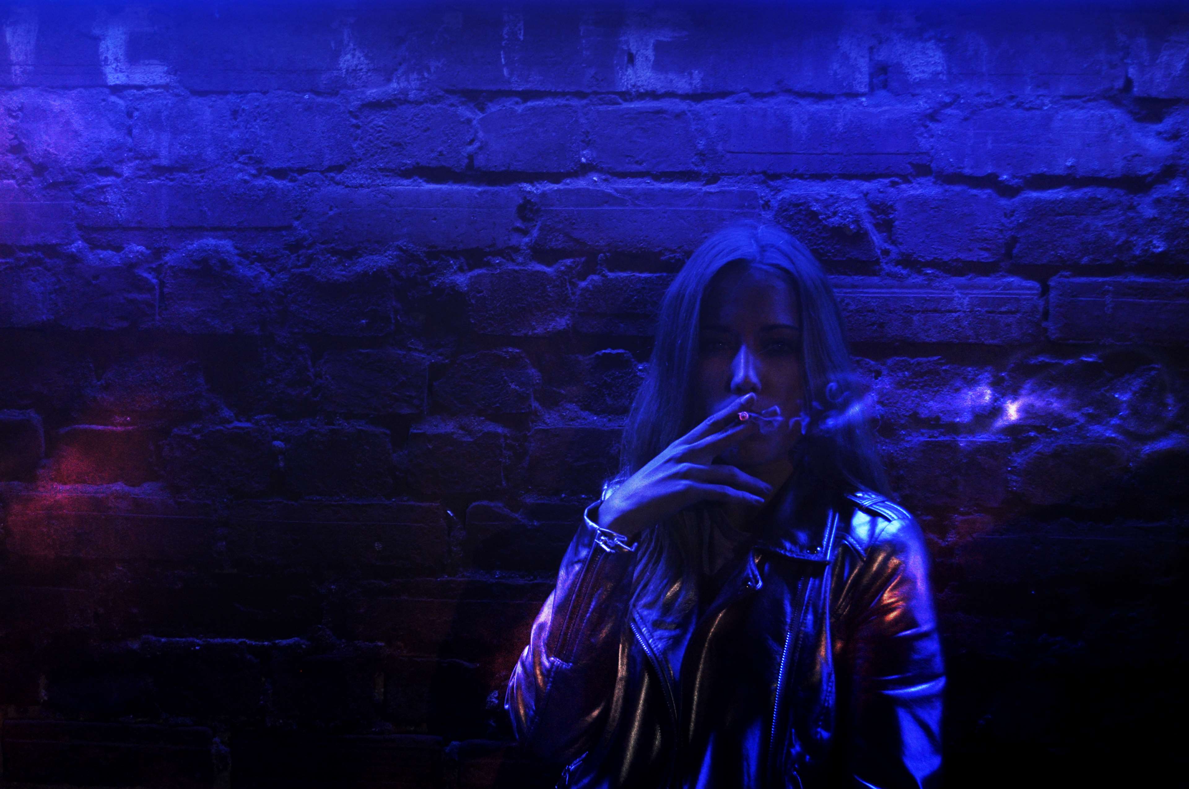 3840x2550 cigar, cigarette, city, city lights, girl, leather, leather jacket, light, lights, neon, neon lights, night, night life, party, smoke, woman 4k wallpaper. Mocah.org HD Desktop Wallpaper