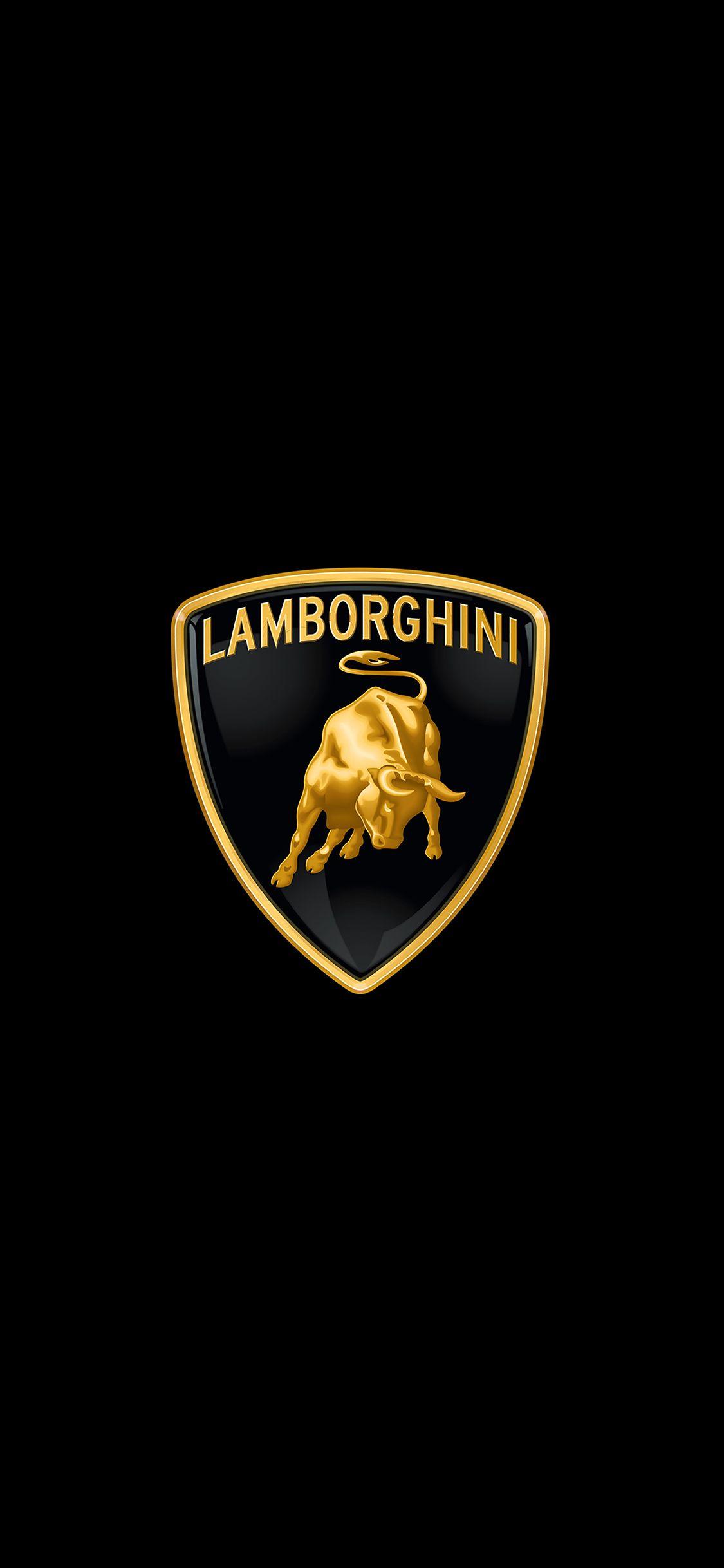 1125x2436 Lamborghini Logo Art Car Minimal Dark