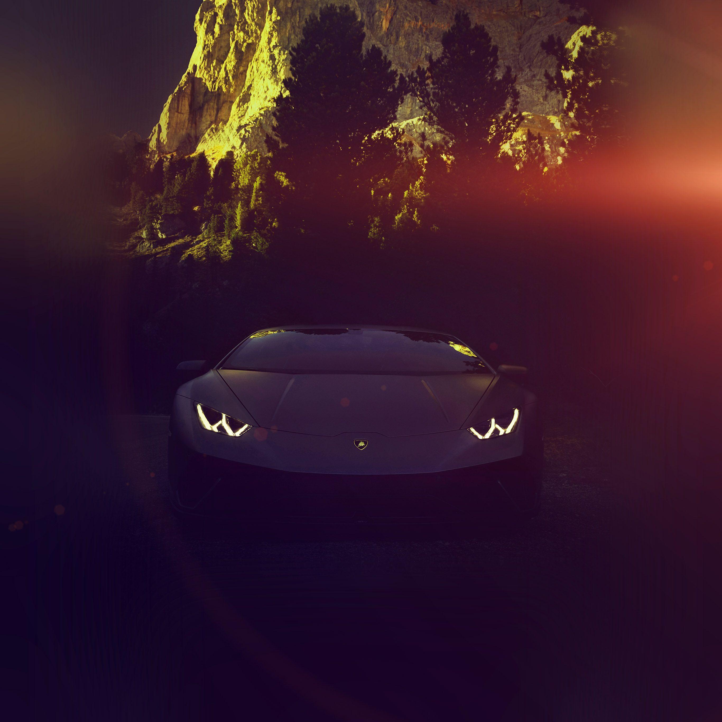 2732x2732 Car Lamborghini Dark City Art Flare Wallpaper