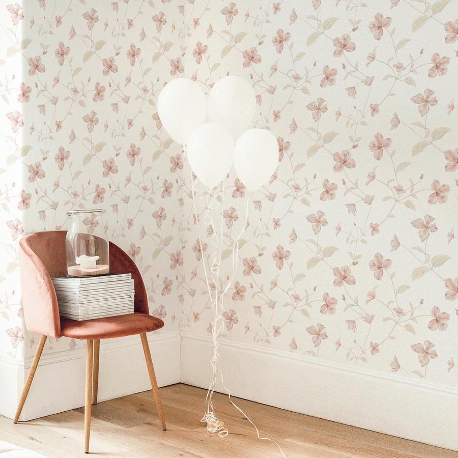 900x900 Soft pink floral design removable wallapper