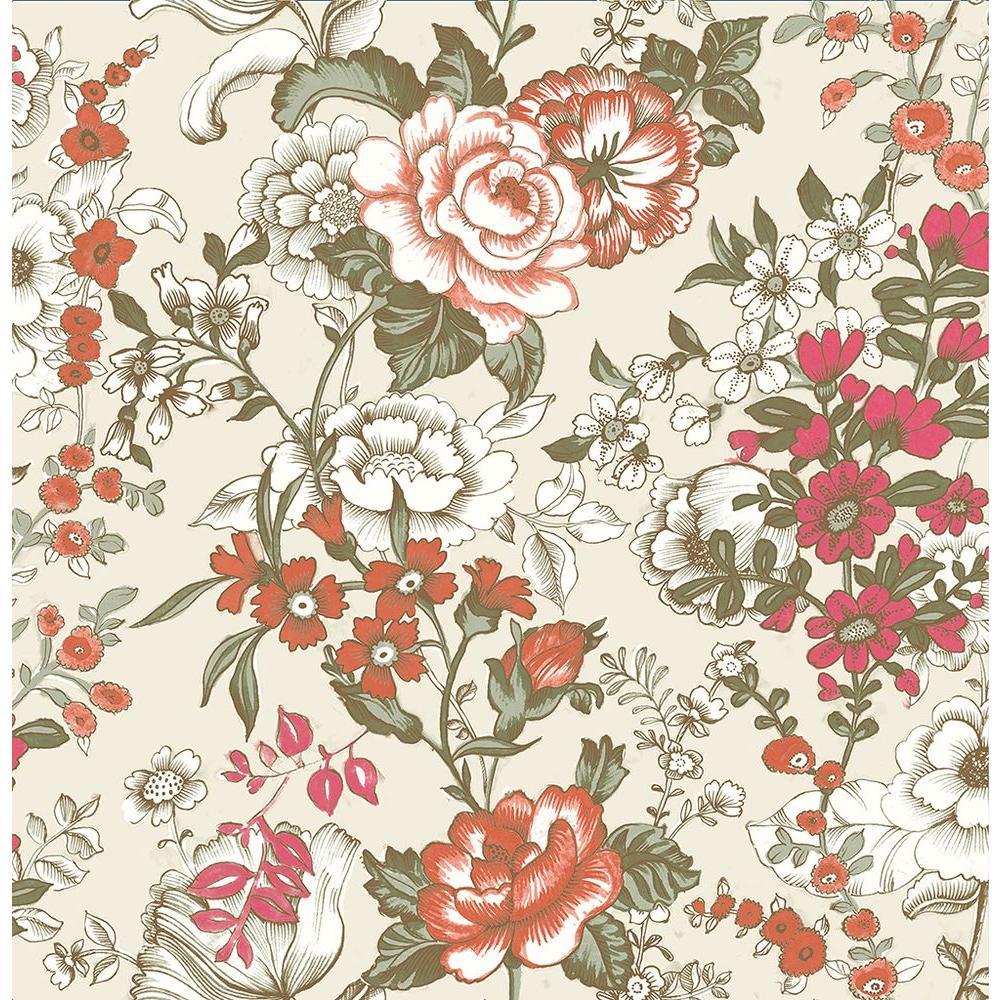 1000x1000 A Street Gypsy Red Damask Paper Strippable Roll Wallpaper (Covers 56.4 Sq. Ft.) 1014 001865 Home Depot
