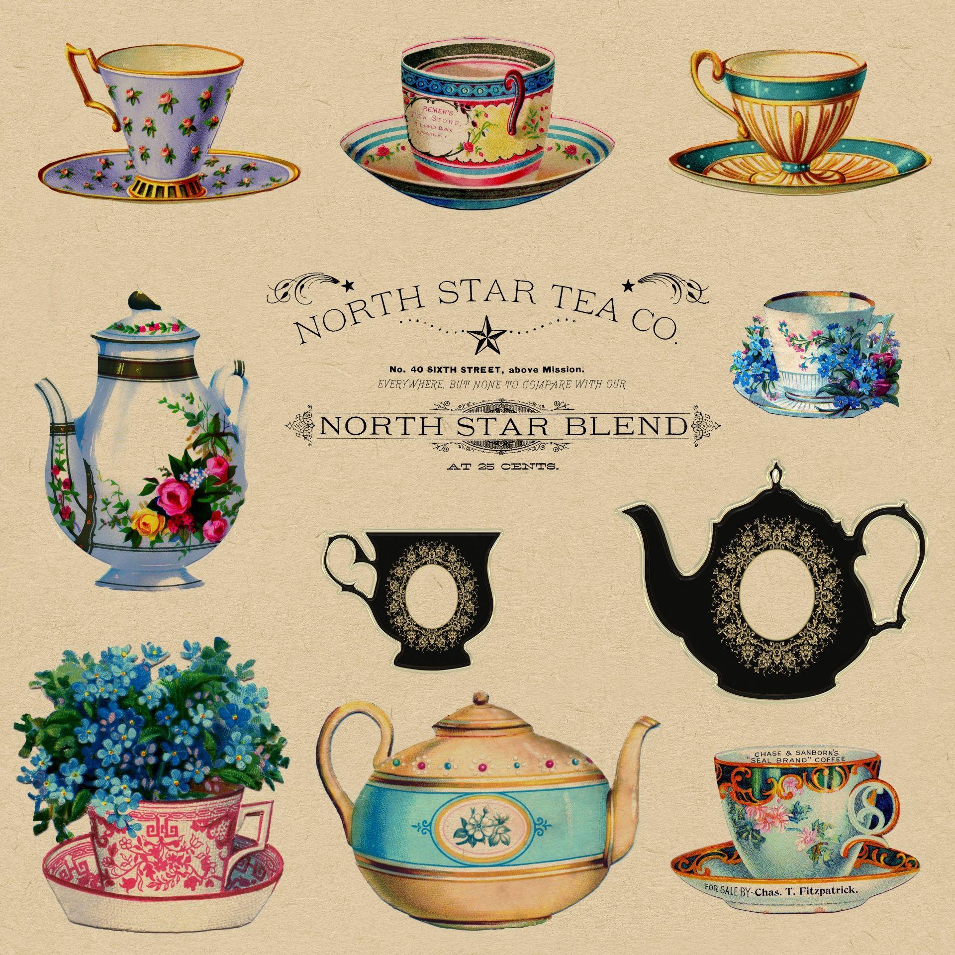 1920x1920 Teacups Vintage Wallpaper Adverts Free Domain Picture