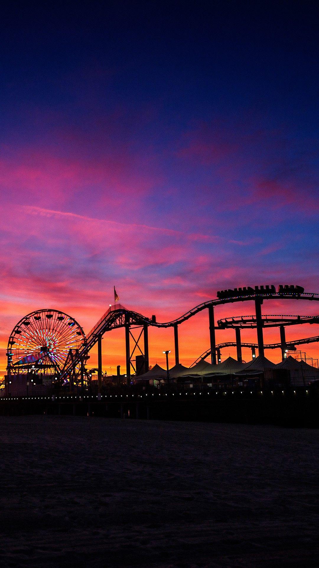 1080x1920 Place of fun, Santa Monica Pier at sunset, City Of Los Angeles, California, USA. Windows 10 Spotlight Image