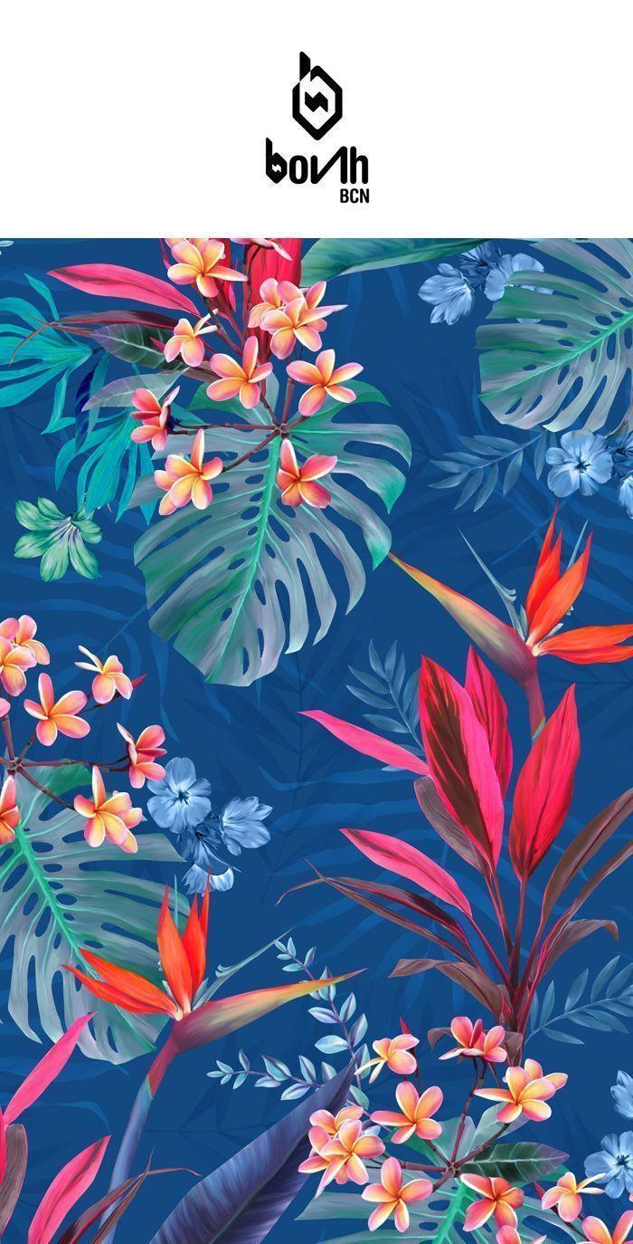 700x1374 Tropical Flower Hipster Wallpaper. Art, Prints, Retro flowers