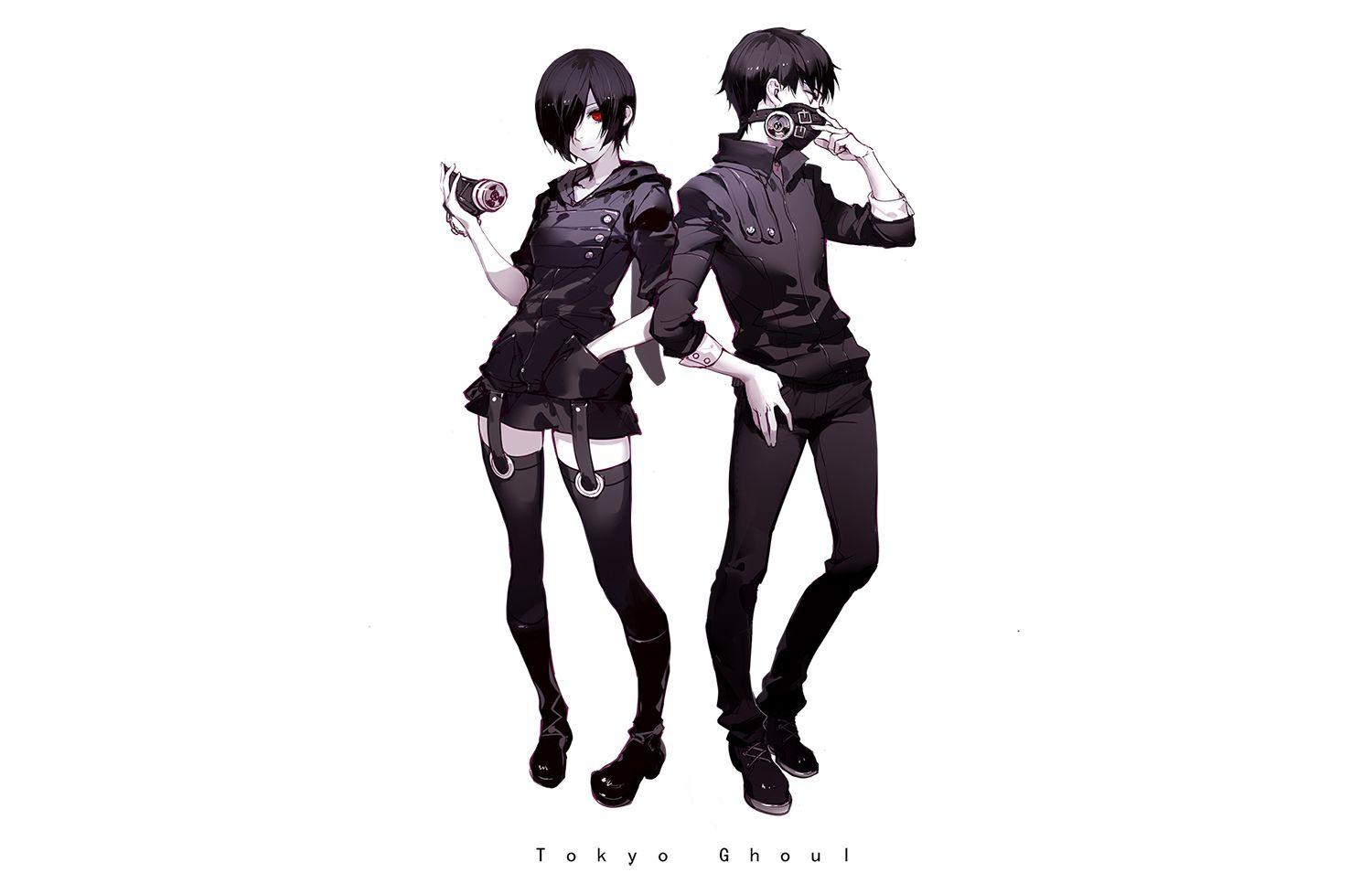 1500x978 asukaziye black hair kaneki ken kirishima touka male mask red eyes
