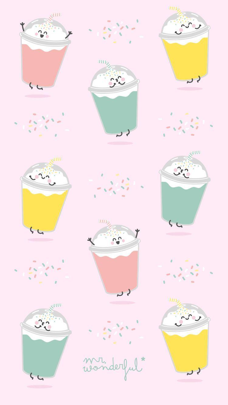 750x1334 mrwonderfulwallpaper #milkshake. Wallpaper iphone cute, Mr wonderful, Kawaii wallpaper