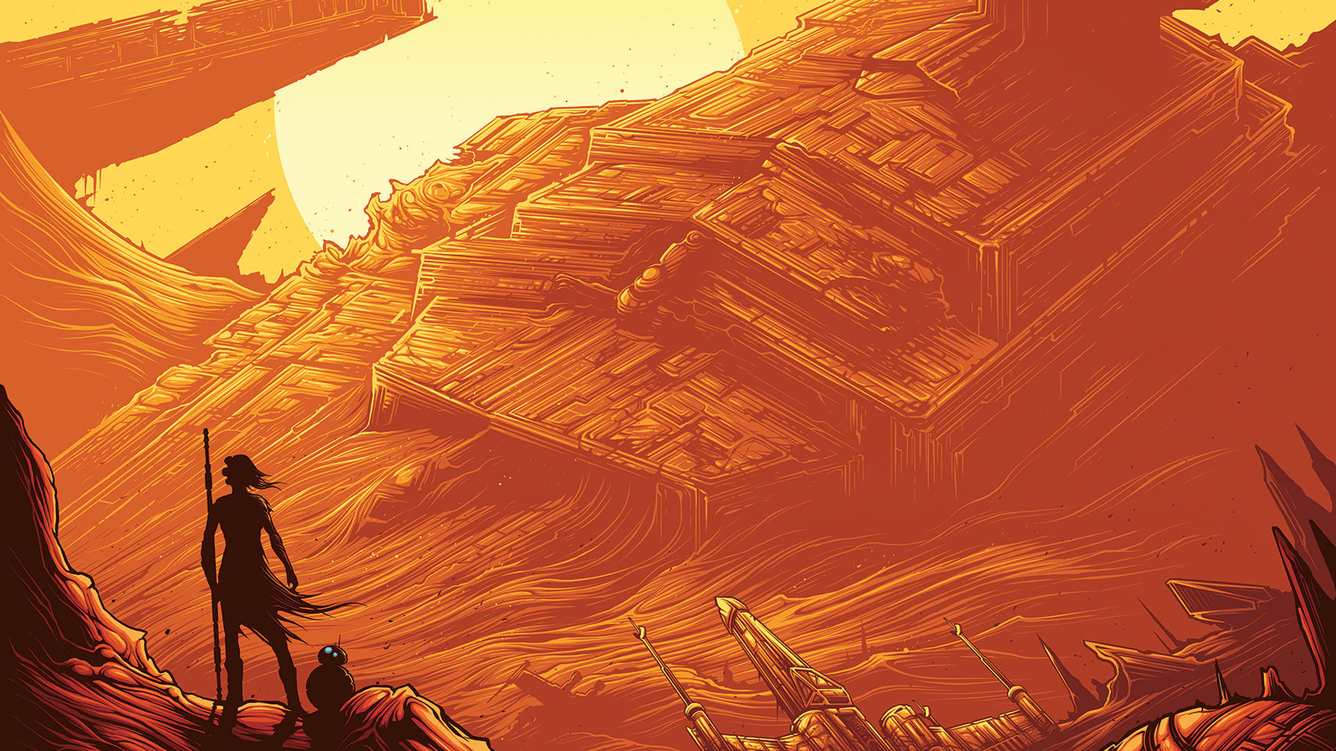 1920x1080 #Star Wars, #Star Destroyer, #Star Wars: The Force Awakens, #Dan Mumford, #BB- wallpaper. Mocah.org HD Wallpaper