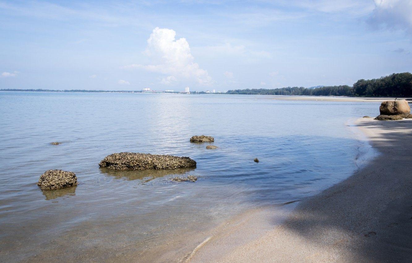 1332x850 Wallpaper beach, landscape, sand, white sand, malaysia, relaxing, kuantan, blue sea image for desktop, section пейзажи