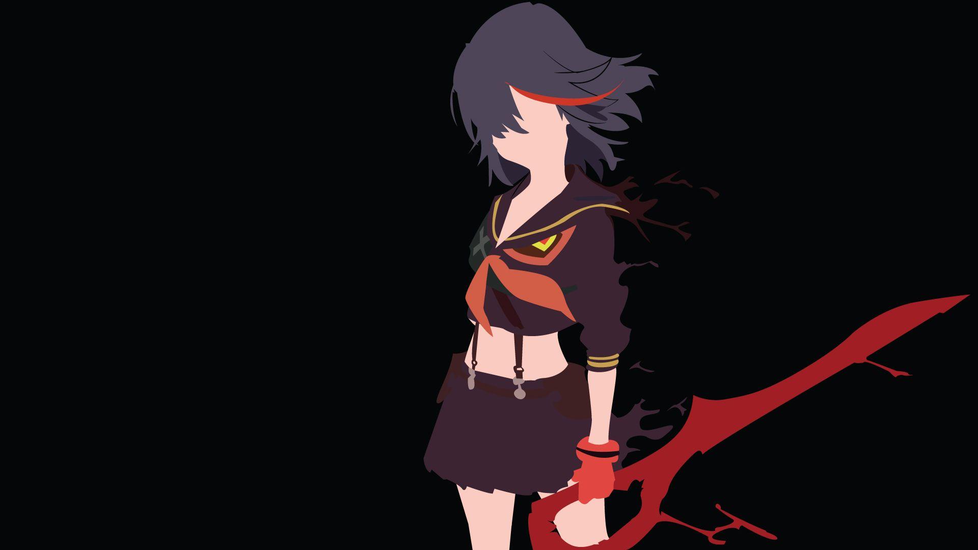 1920x1080 Blade Girl Glove Kill La Kill Minimalist Ry Ko Matoi Skirt Sword Two Toned Hair Wallpaper:1920x1080