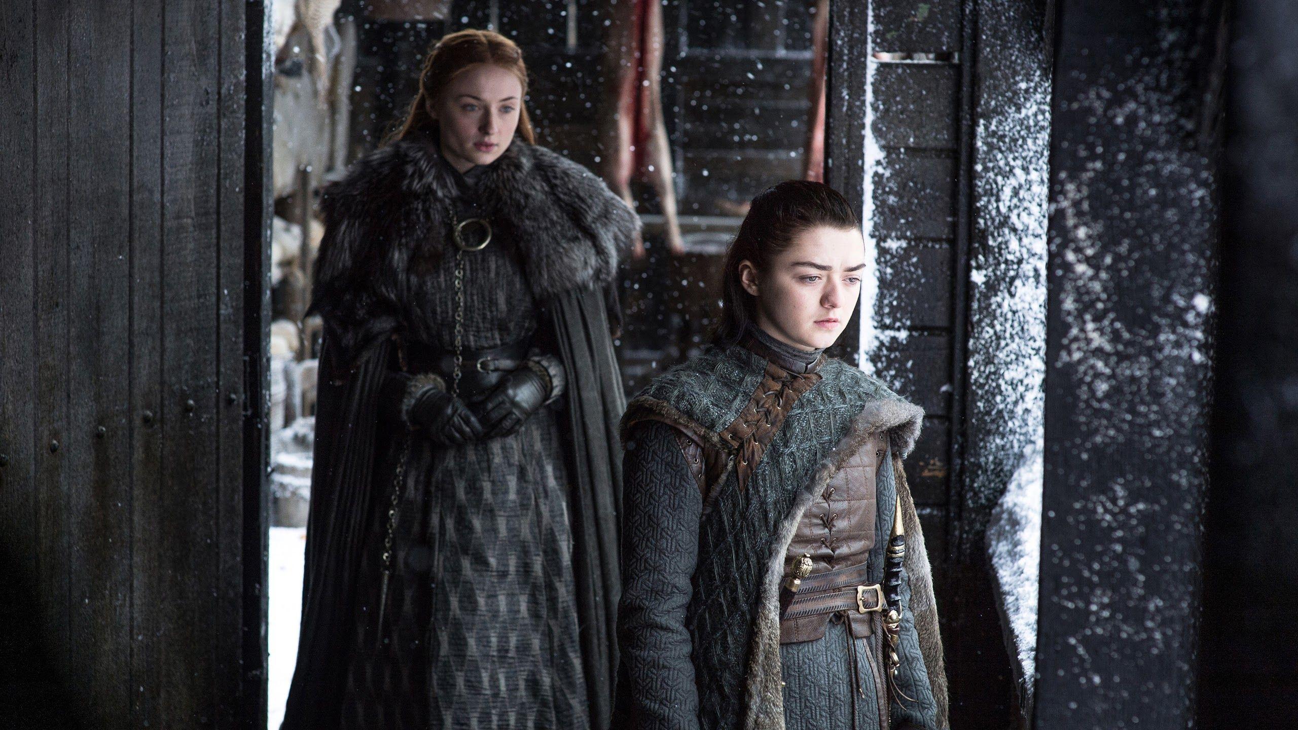 2560x1440 Arya Stark and Sansa Stark Game of Thrones Season 8 4K Wallpaper