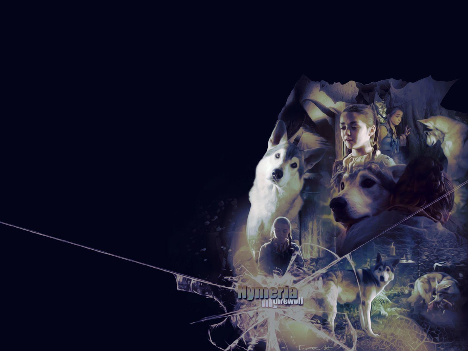 1600x1200 Arya & Nymeria of Thrones wallpaper