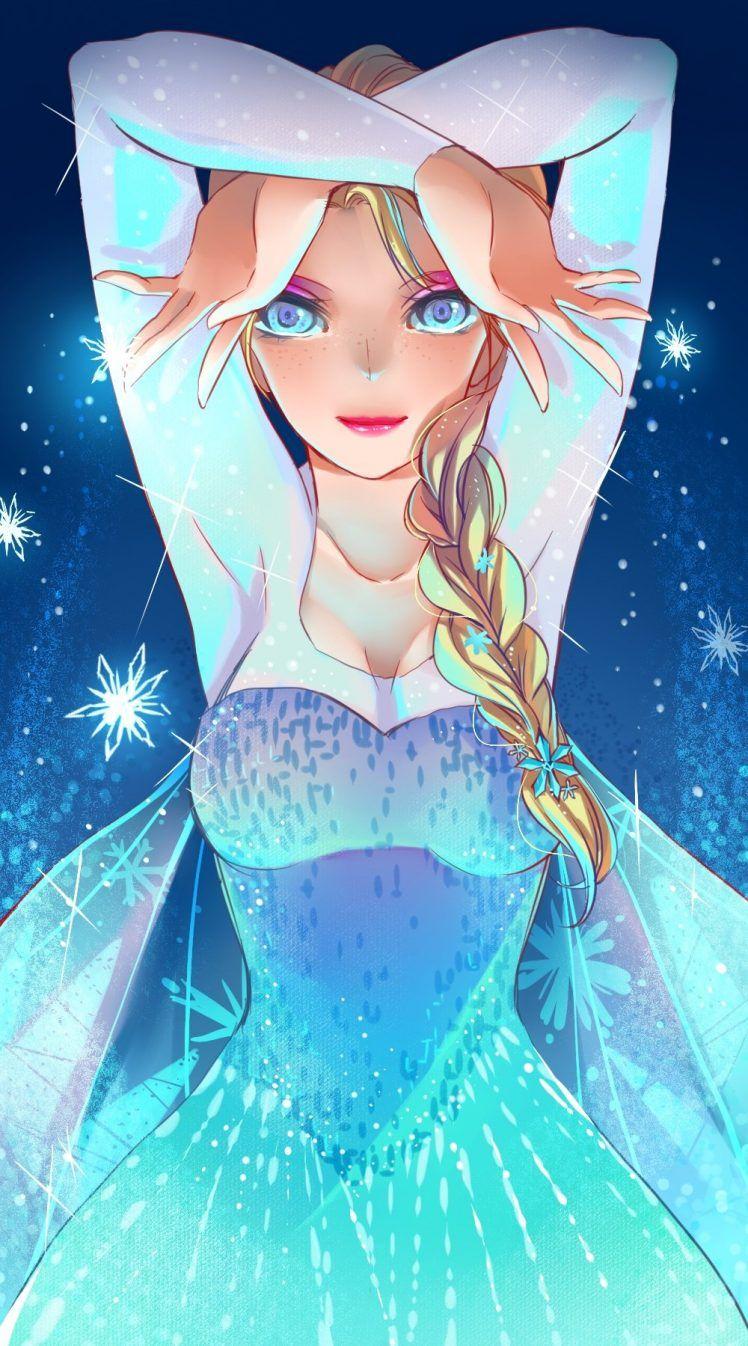 748x1346 Princess Elsa, Cartoon, Frozen (movie), Fan art Wallpaper HD / Desktop and Mobile Background