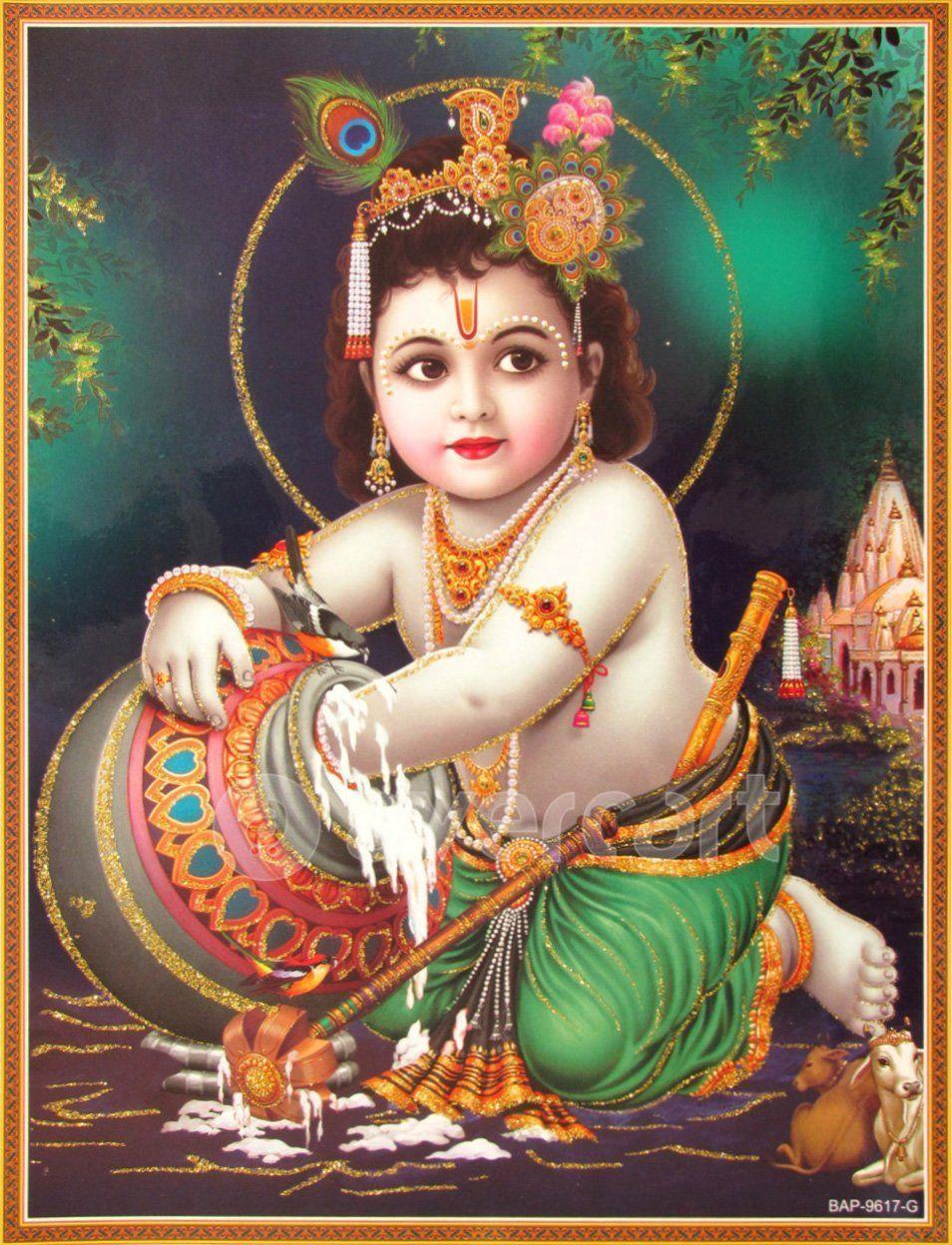 954x1248 Áp phích Chúa Krishna / Shree Krishna / Baby Krishna / Bal Krishna (Kích thước: 9X11 inch Unframed).  Baby krishna, Ảnh Bal krishna, Bal krishna