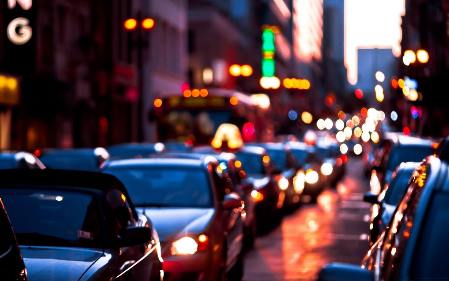 1440x900 Road night bokeh MacBook Air Wallpaper Download