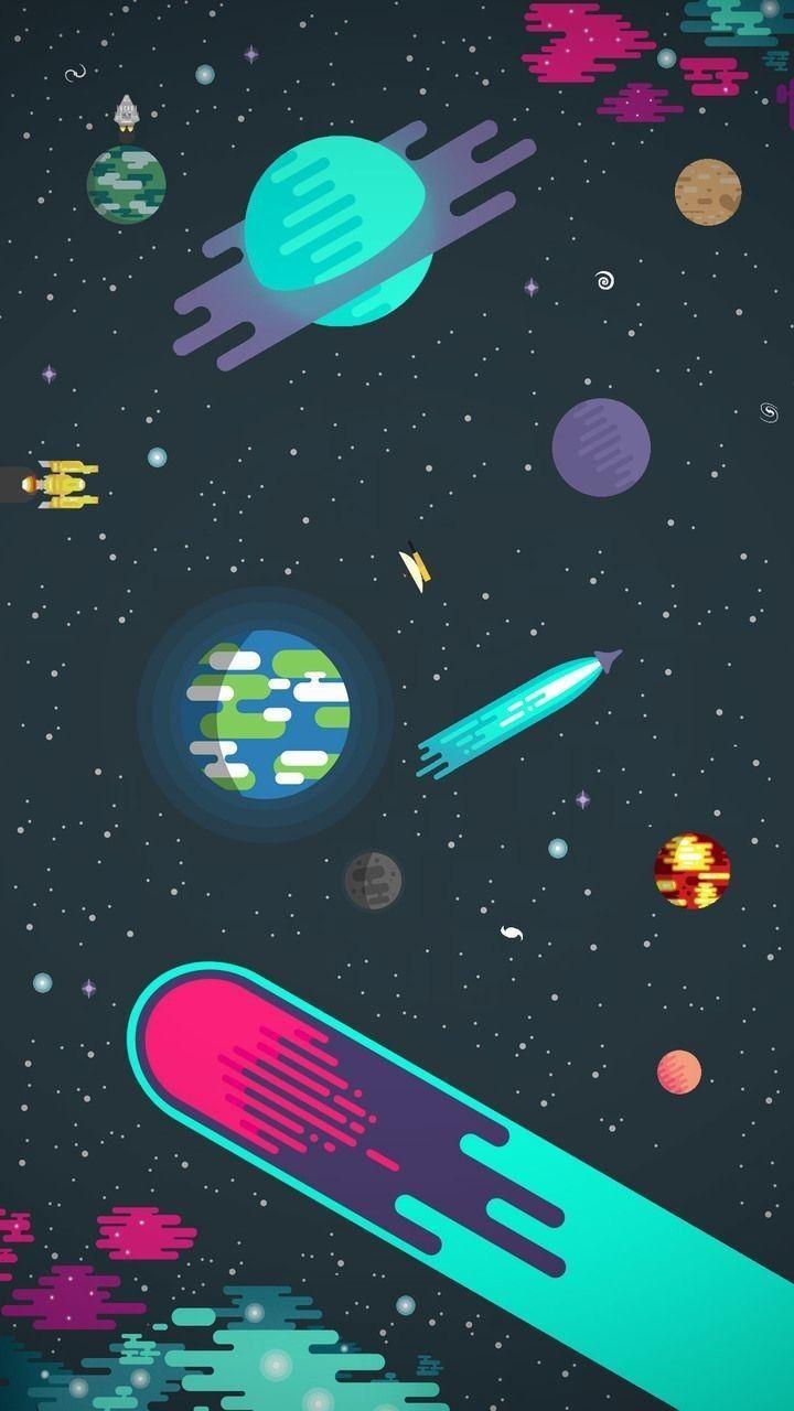 720x1280 Cellphone Wallpaper / Simplistic / Flat Design / Space Art / 720x1280. Space iphone wallpaper, Galaxy wallpaper, Space art