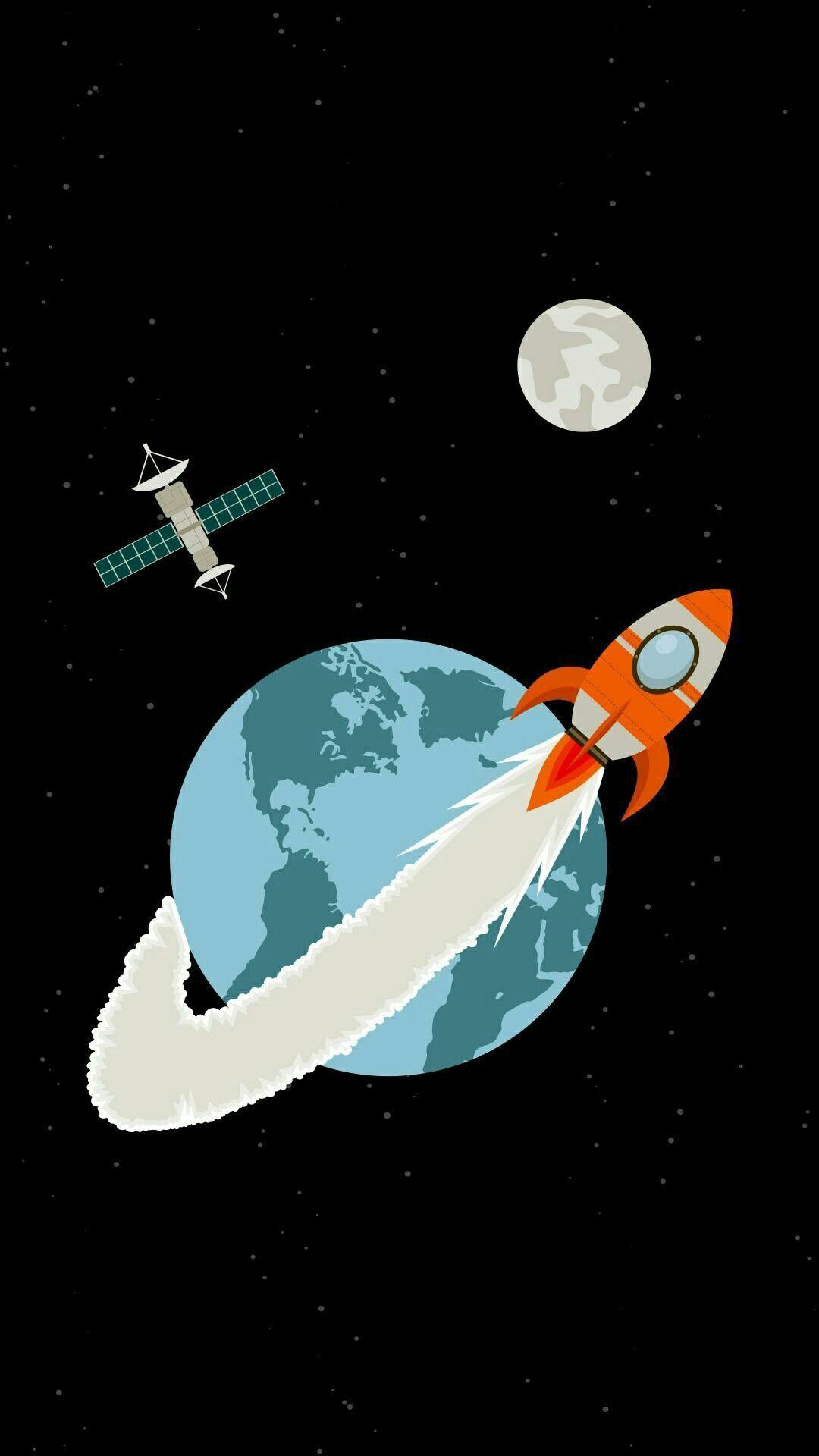 1080x1920 Flat design space. Seni doodle, Wallpaper iphone, Seni