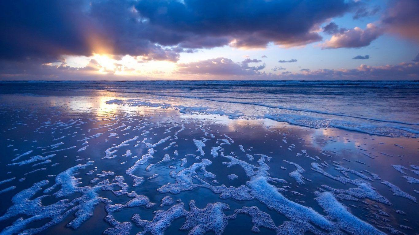 1366x768 Sun Ocean Tropical Clouds Nature Sky Palm Mexico Beach Cozumel