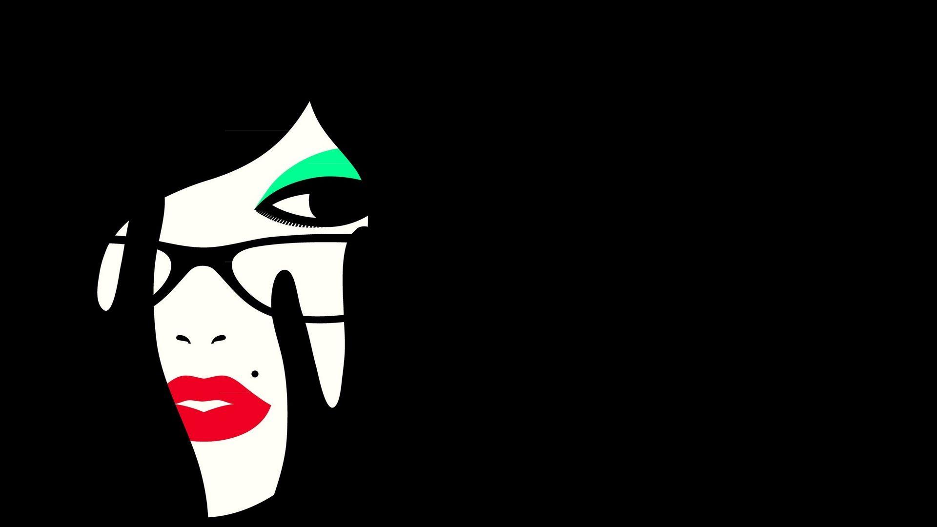 1920x1080 Girl Face Makeup Minimal Vector Art Wallpaper