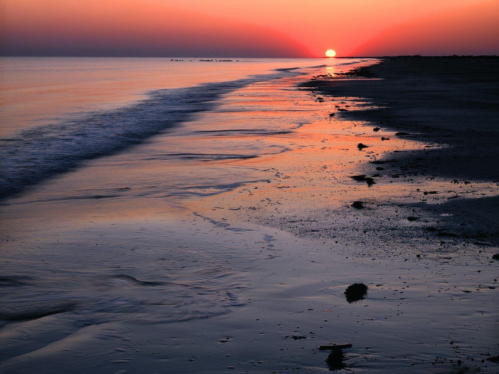 1600x1200 Beach: Nature Beaches Sunset Gulf Mexico Sea Rim State Park Texas